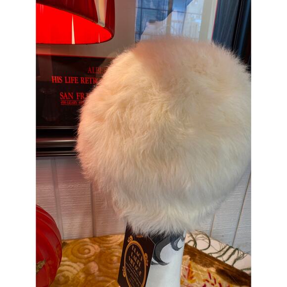 vintage 1940s cream turban rabbit fur hat jeweled 40s fashion avant garde diva